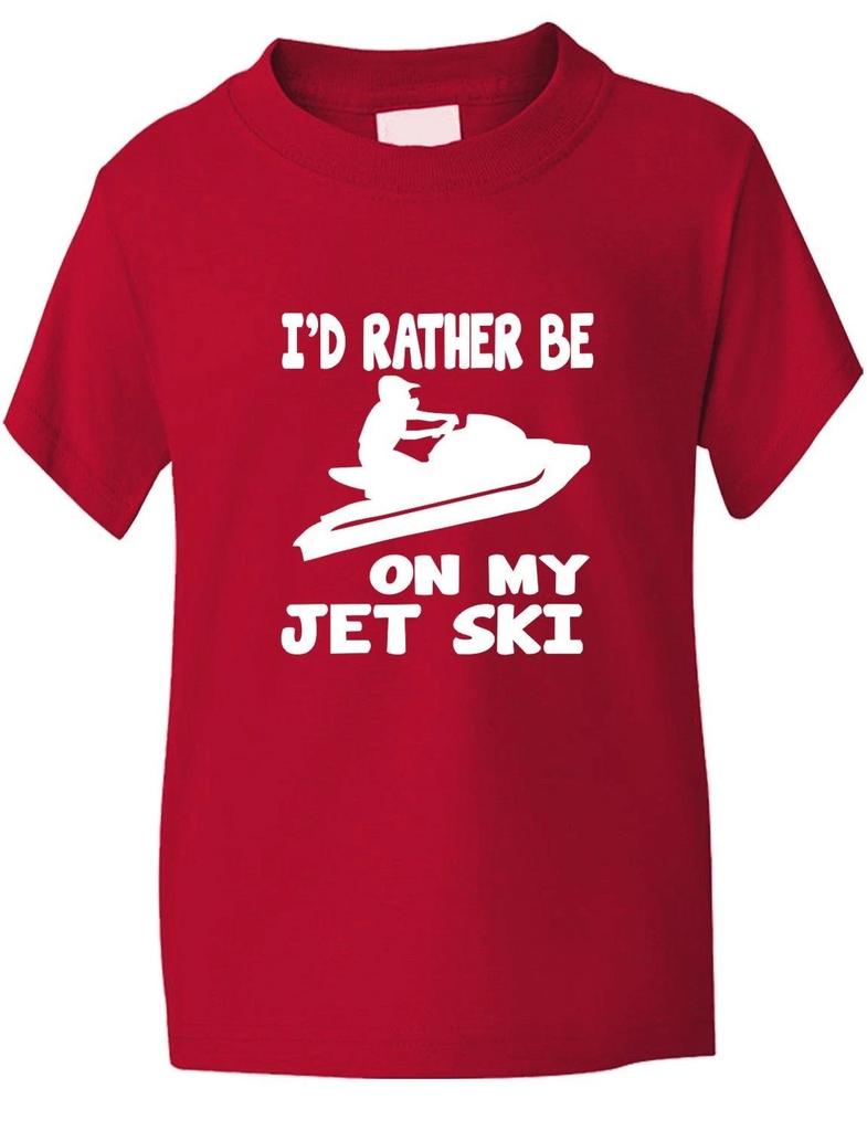 Ich wäre lieber auf meinem Jetski Wassersport Kinder Jungen Mädchen T-Shirt Alter 1-13