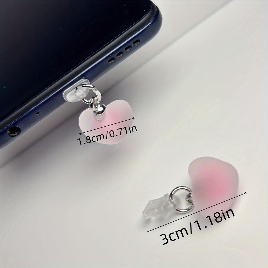 Heart-Shaped Phone Charging Port Dust Plug, Mobile Phone Decorative Pendant, Suitable For IPhone/Type-C Connectors