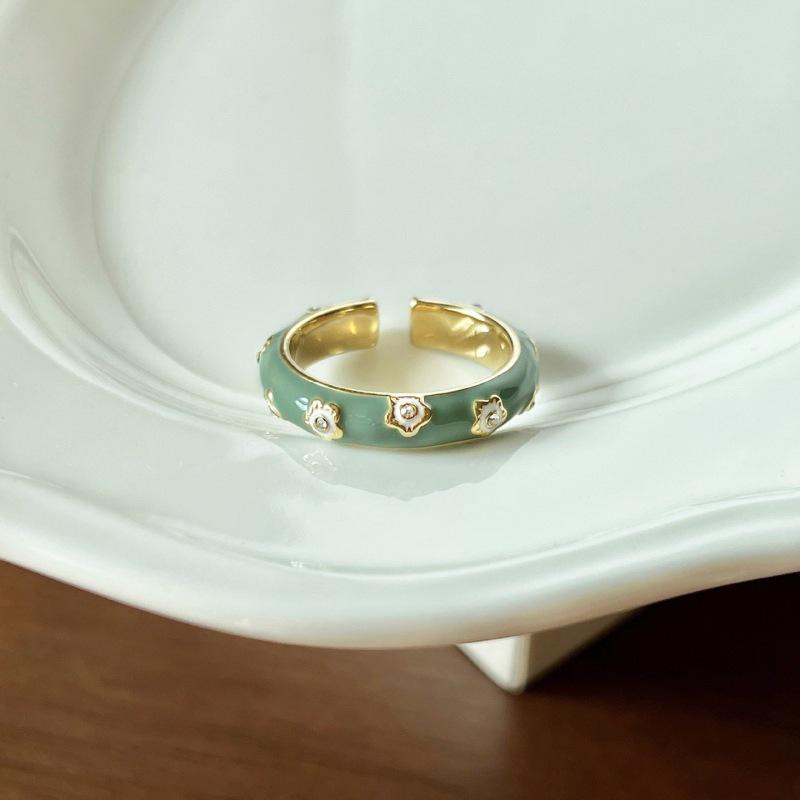 Vintage Enamel Drip Glaze Adjustable Open Ring – Women s Light Luxury Design Adjustable Open