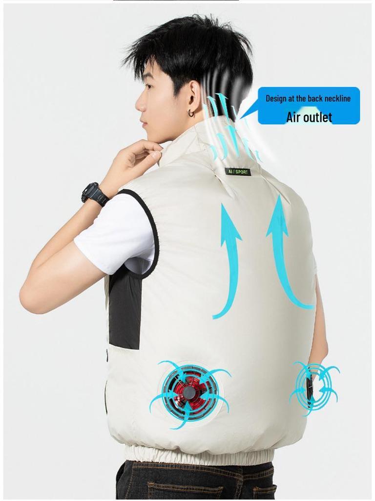 Men's Outdoor Cooling Vest with Fan for Heatstroke Prevention and Electric Welding Protection