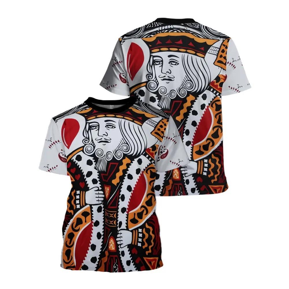 New 3D Poker King Pattern Casual Short Sleeve T-shirt Men's Comfortable T-shirts Streetwear
