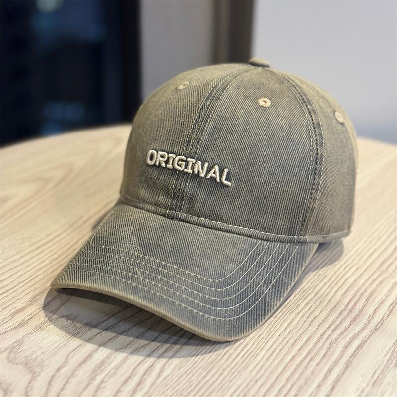 High-quality New Retro Washed Old Cap Women's Versatile Enlarged Wide Brim Showing Face Small Baseball Hat Men