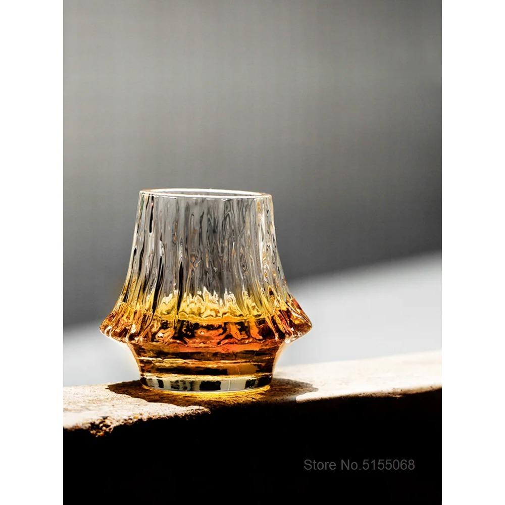 Japan Fuji Mountain Irregular Old Fashioned Whiskey Glass Volcanic Wine Cup Artwork Present Box Whisky Tumbler Brandy Snifter