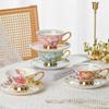 English Porcelain Coffee Mug and Saucer Floral Water Cup Creative Afternoon Tea Flower Tea Cup Home Breakfast Mug Birthday Gift