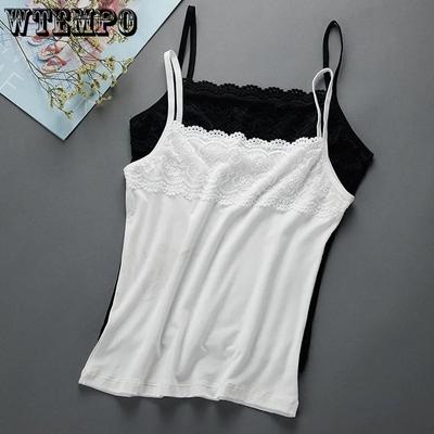 Γυναικεία Slim Fit Large Top με Strap Tank Top Άνοιξη και Καλοκαιρινό Δαντελένιο Υπόστρωμα Μαύρο Λευκό