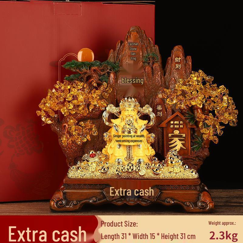 

God of Wealth Money Tree Figurine: Lucky Charm Home Decor for Living Room or Office, Perfect for New Beginnings