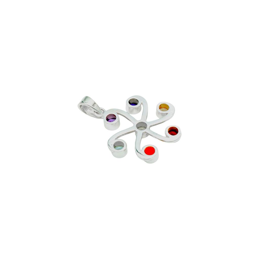 Sterling Silver 7 Chakra Gemstone Pendant: Healing Jewelry