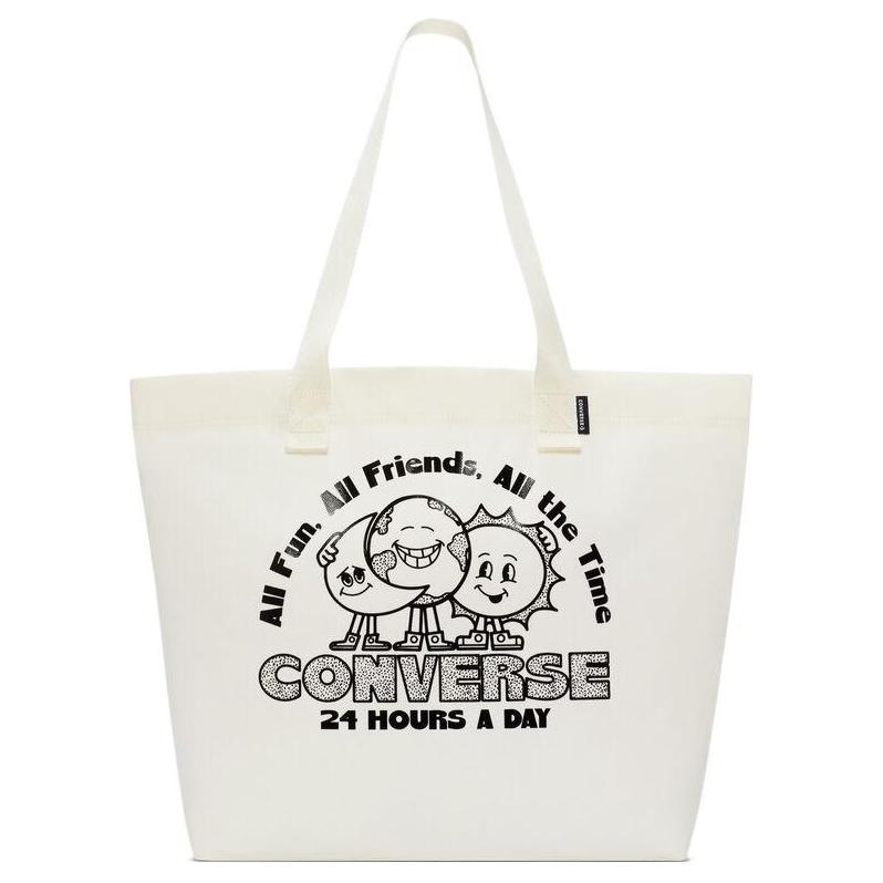 New Converse Polyester Tote Bag, Shopping Bag, Shoulder Bag, Handbag Regular Unisex Ecru 10025535-A01