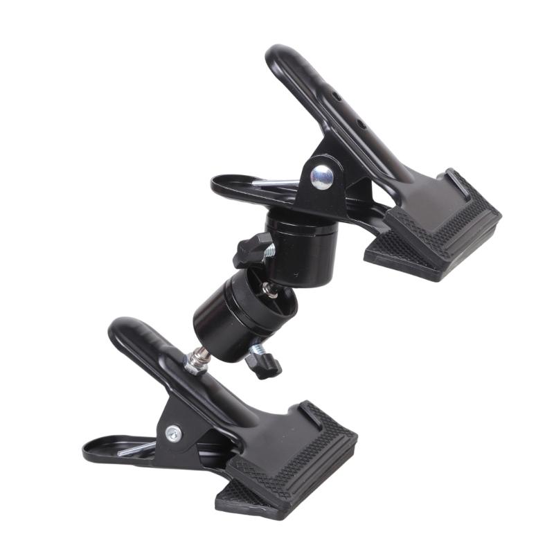 

Heavy Duty Double Head Photography Clamp Rotating Ball Head Reverse Mount For Video Equipment Compatible Lights Reflectors Monitors Holds Up To 2.3kg 1