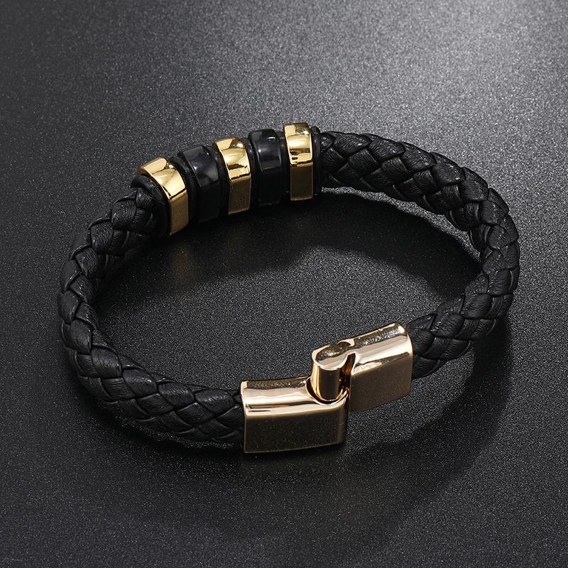 Men PU Leather Bracelet Magnet Buckle Bangle Birthday Gift
