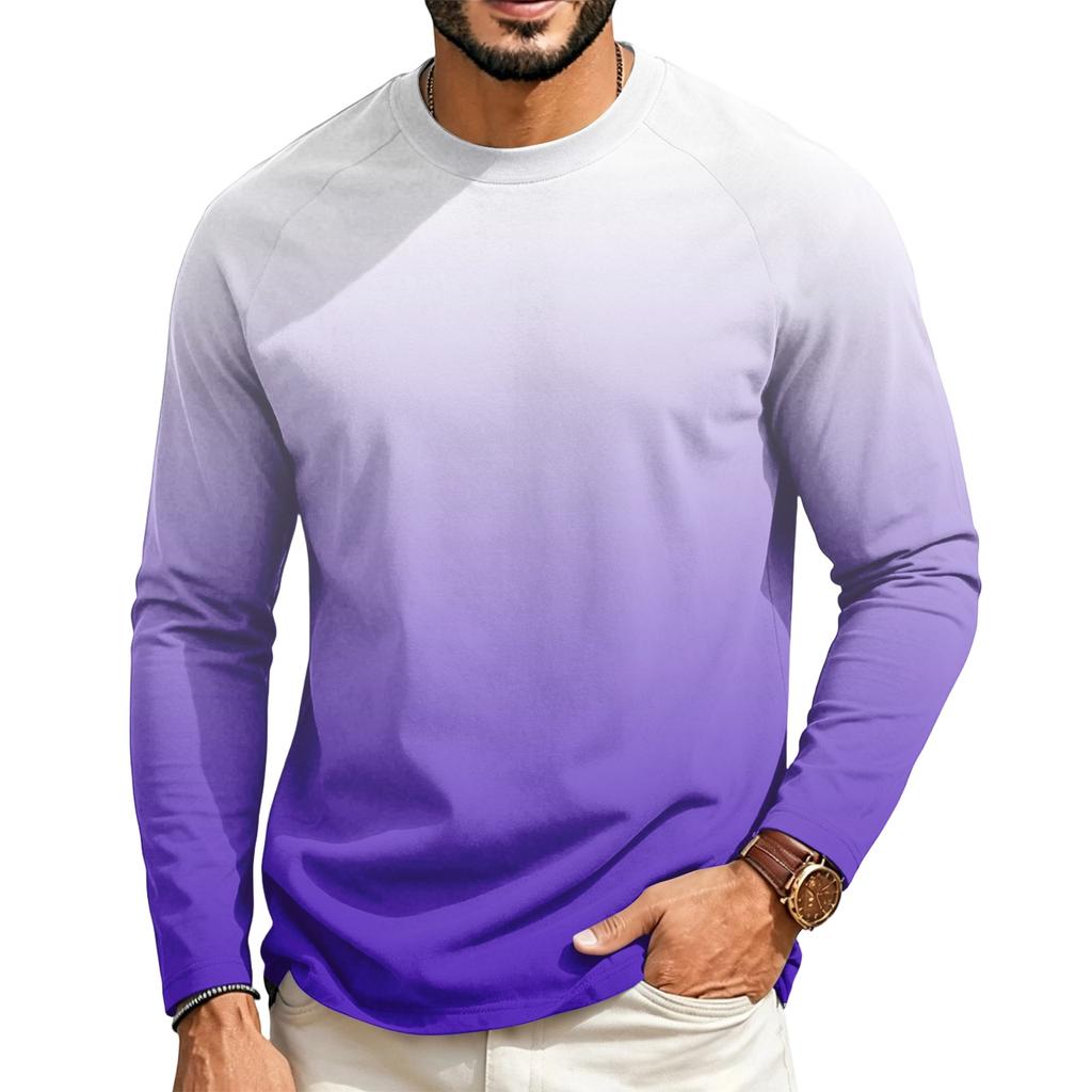 Men's Long Sleeve Raglan T-Shirt with Gradient Design for Casual Everyday Wear