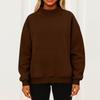 Women's Fashionable Casual Solid Color Round Neck Long Sleeved Pocket Sports Casual Pullover Sweatshirt Top