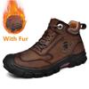 Fashion Hiking Men Boots New Leather Outdoor Walking Boots Man Non-Slip Retro Man Casual Boots Winter Warm Comfy Leather Men's Shoes