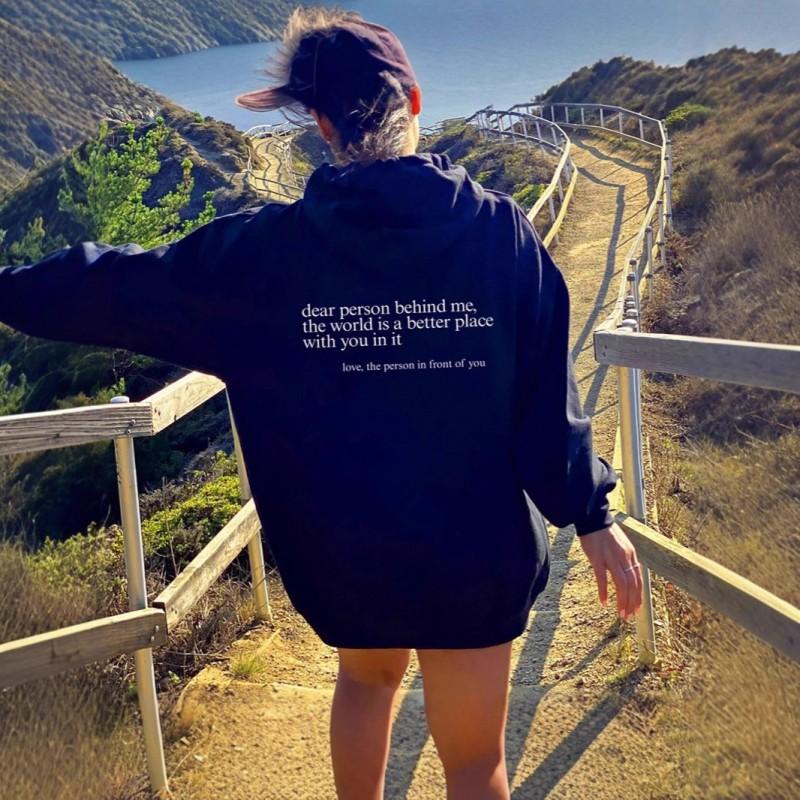 Unisex Oversized Hooded Pullover Fleece Sweatshirt With Letter Print Kangaroo Pocket