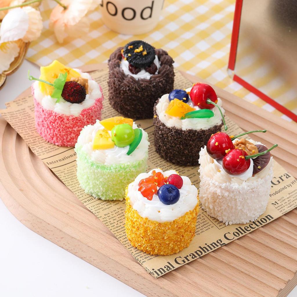 Simulation Fruit Swiss Roll Cake Towel Dessert Model Food Photography Props Decoration Refrigerator Sticker 6pc/lot
