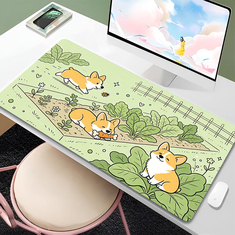 HD Print Gaming Mouse Pad Office Carpet Anti-slip Gamer Desk Mat PC Accessories Cute corgi Chai Dog Large size Cartoon Mousepad