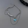 Drop-glazed Turquoise Heart-shaped Splicing Necklace Women's Summer New Trendy Ins Hip-hop Double-layer Collarbone Chain Women's Jewelry