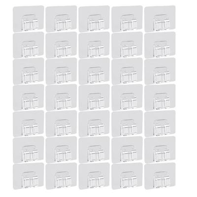 100pcs Practical Adhesive Pads Clear Clip Hooks for Hanging Lights Basket Items Cable Gutter Holders