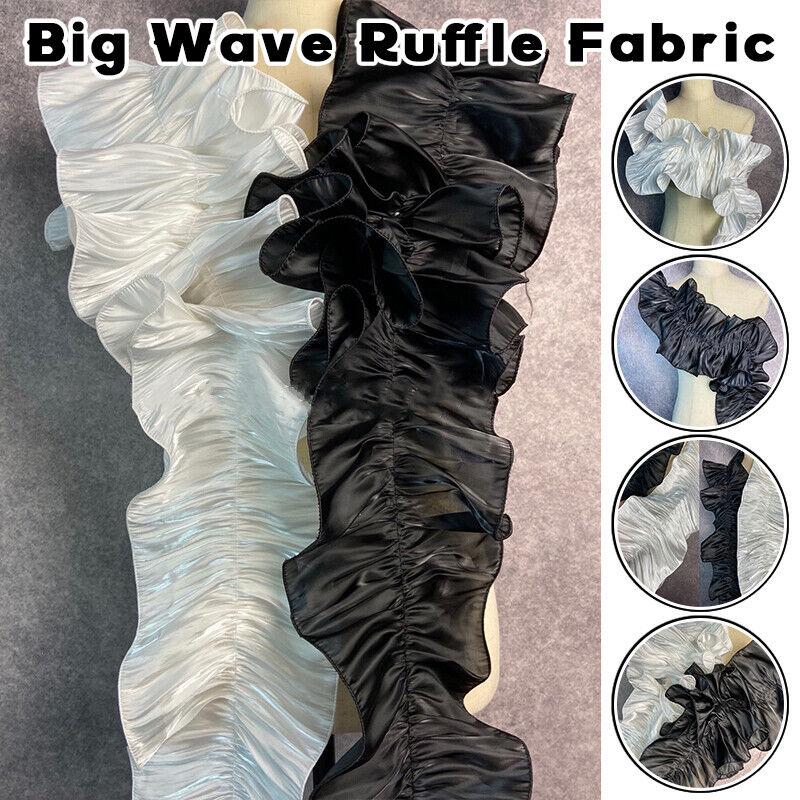 3Yard Glossy Big Wave Lace Trim Bright Silk Ruffle Fabric Applique DIY Cosplay Dance Perform Cosplay Sewing Accessories