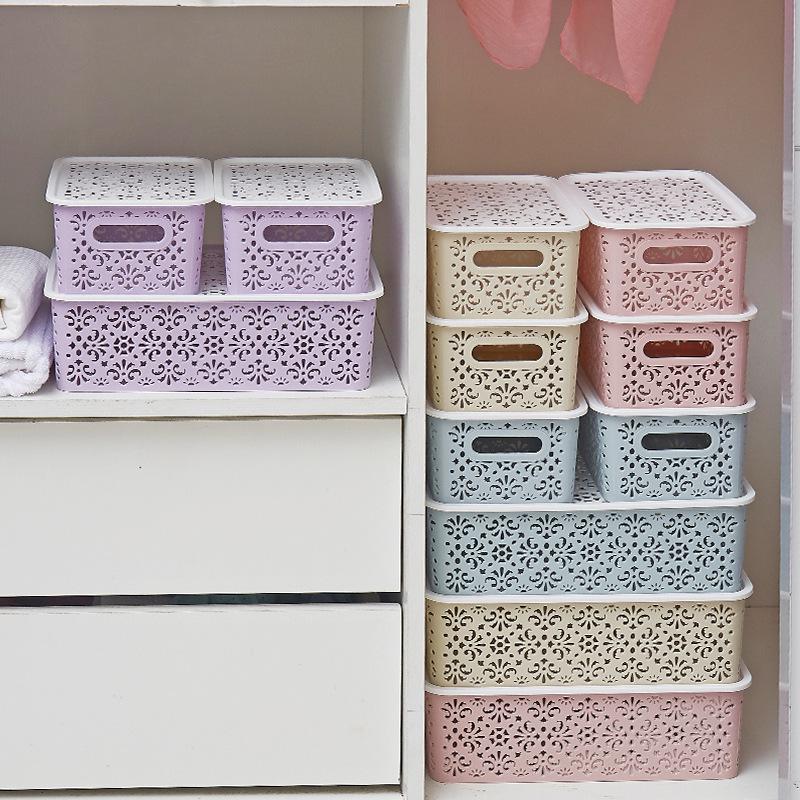 Hollow Desktop Underwear Storage Box with Lid - Plastic Drawer Organizer for Bras & Underwear