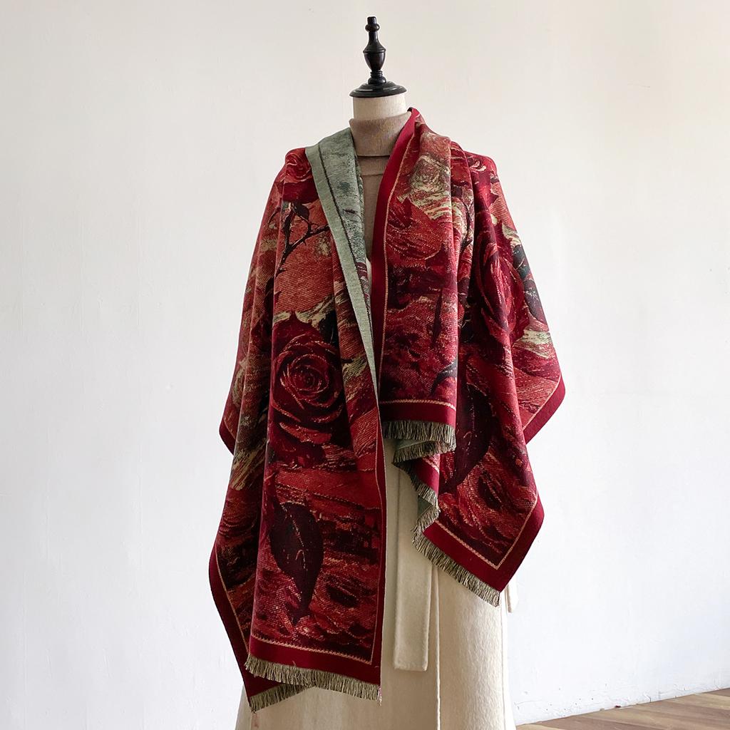 Print Women Imitation Cashmere Winter Thicken Scarf Shawl  Warm, Coldproof Windproof Blanket