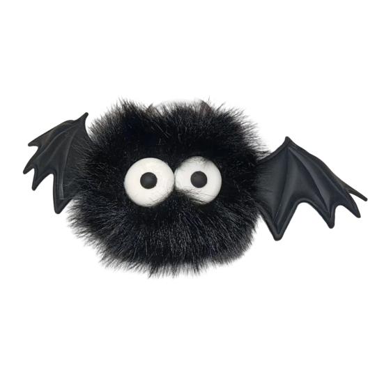 Holiday Gift for Men Halloween Bat Plush Keychain, Cute Devil Furry Pendant Funny Bag Decoration Keys, Vintage Silver Alloy Key Ring, Spooky
