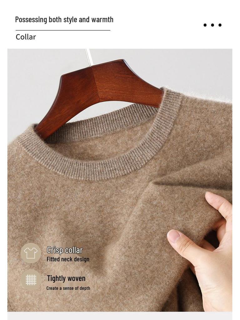 Herren Wollpullover mit Rundhalsausschnitt - Weich, Locker und Bequem Vielseitige Strickware für Herbst und Winter