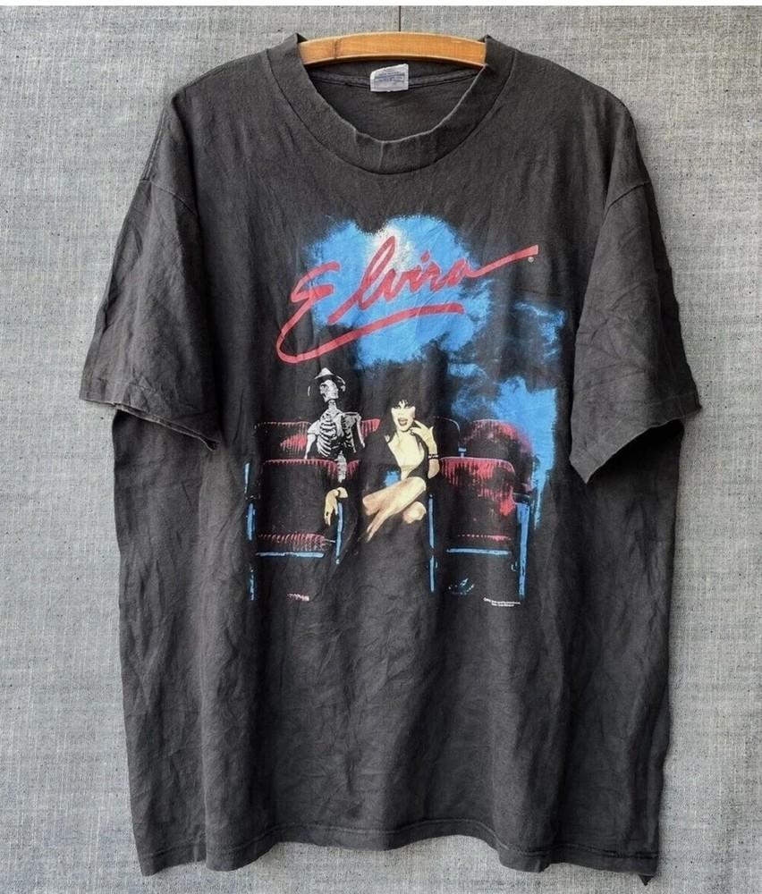 1985 Elvira Mistress of the Dark Movie Black Unisex T-shirt Reprint Unisex T-Shirt XXL