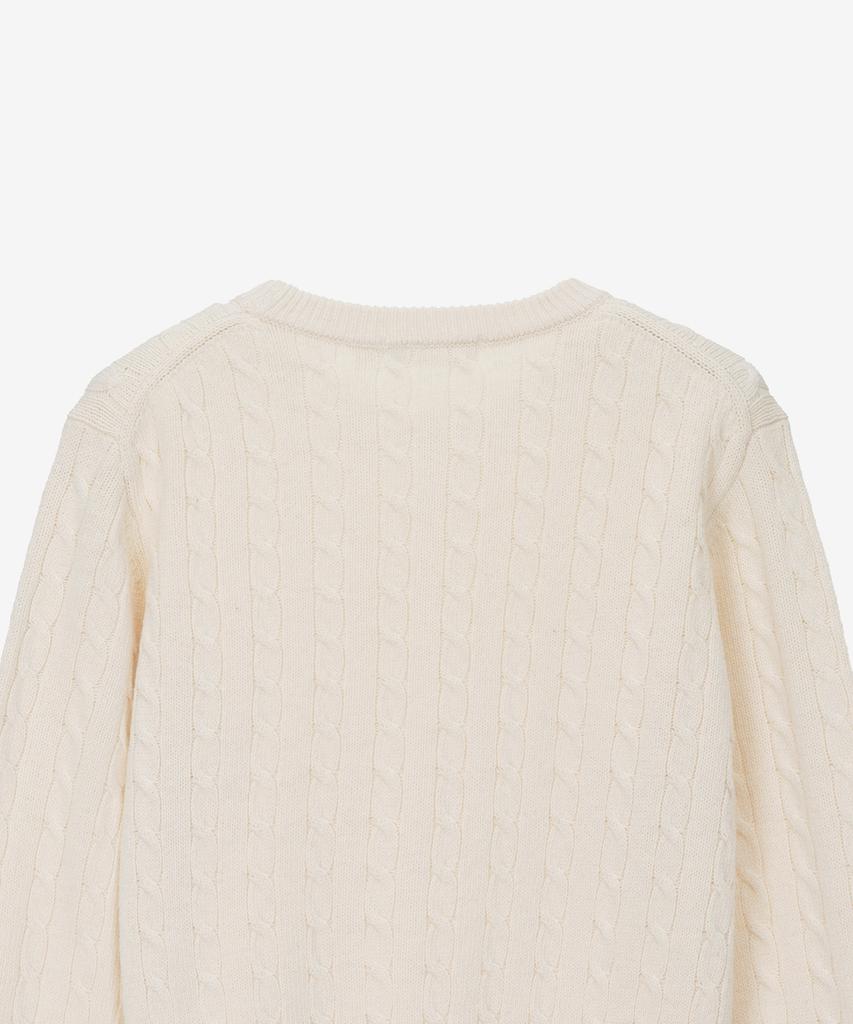 BASIC HOUSE Women'S Cable Round Neck Crop Knit Oatmeal Lykt7201
