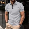 2024 Men's Zipper Polo Shirt - Solid Color, Summer Sports Style