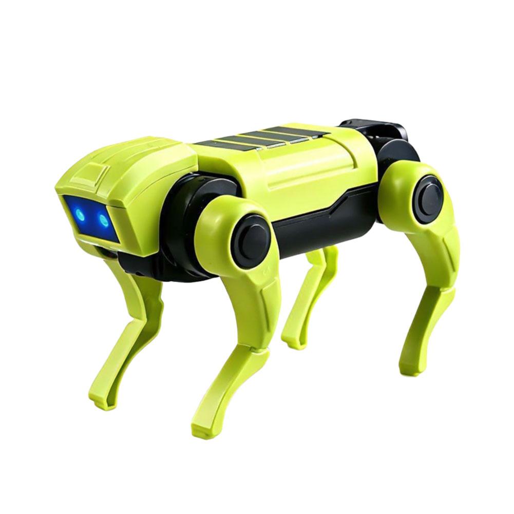 DIY Electric Bionic Machine Dog Assembly Kit for Kids - Mechanical Science Experiment Four-Legged Robot Puzzle Toy зелёный