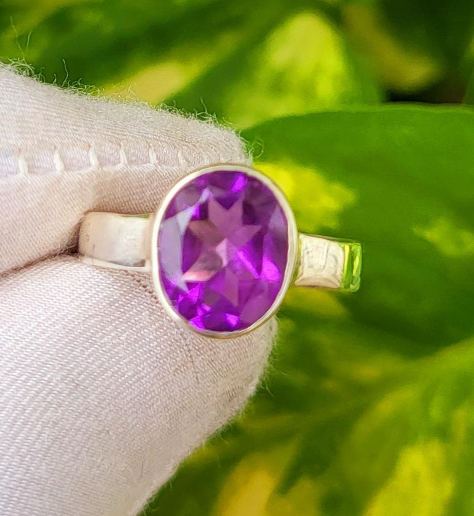 Natural  Amethyst Gemstone 925 Sterling Silver Ring Size 6.5 US, A110 Gift Ring