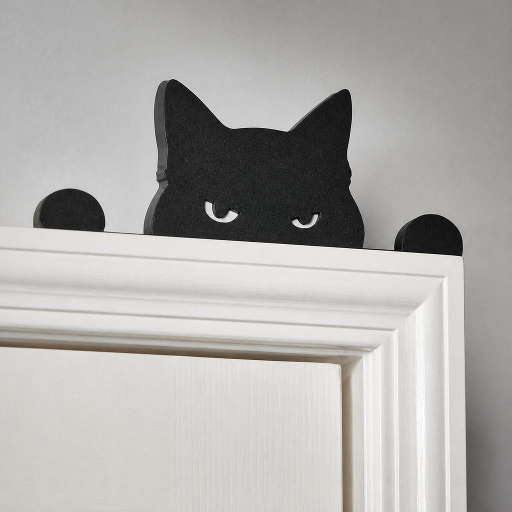 Metal Cat Door Frame Decoration Small Size Peeking Cat Design Indoor Door Top Ornament for Home and Holiday Use Durable Iron Material