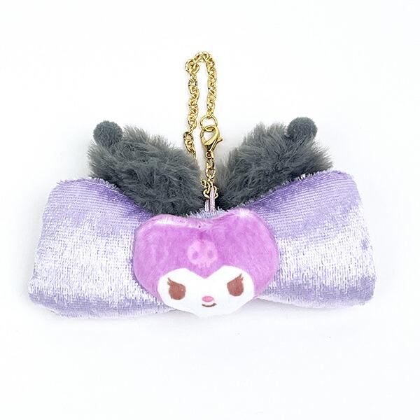 Sanrio Fluffy Ear Ribbon Bag Charm Kuromi Keychain Mascot
