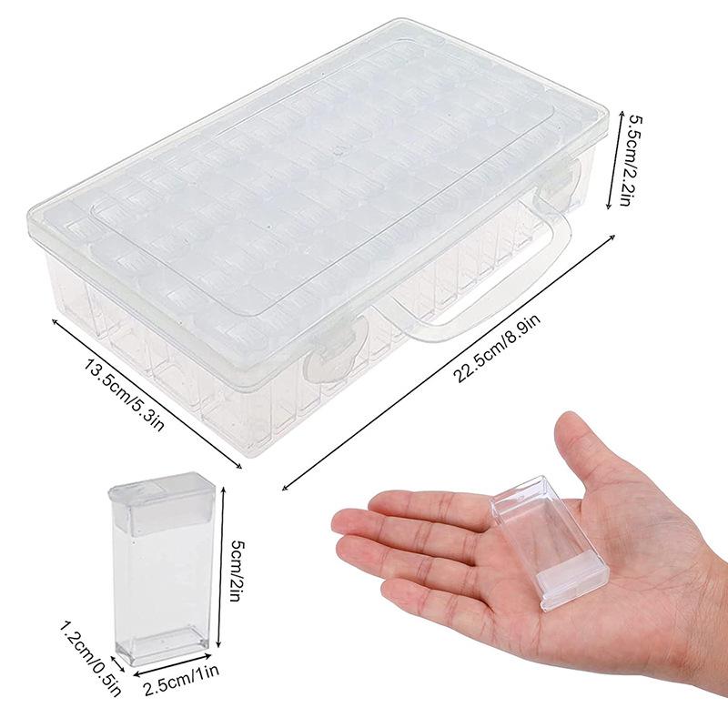 Przezroczysty pojemnik do przechowywania koralików z 64 przegródkami do malowania diamentami DIY i zdobienia paznokci