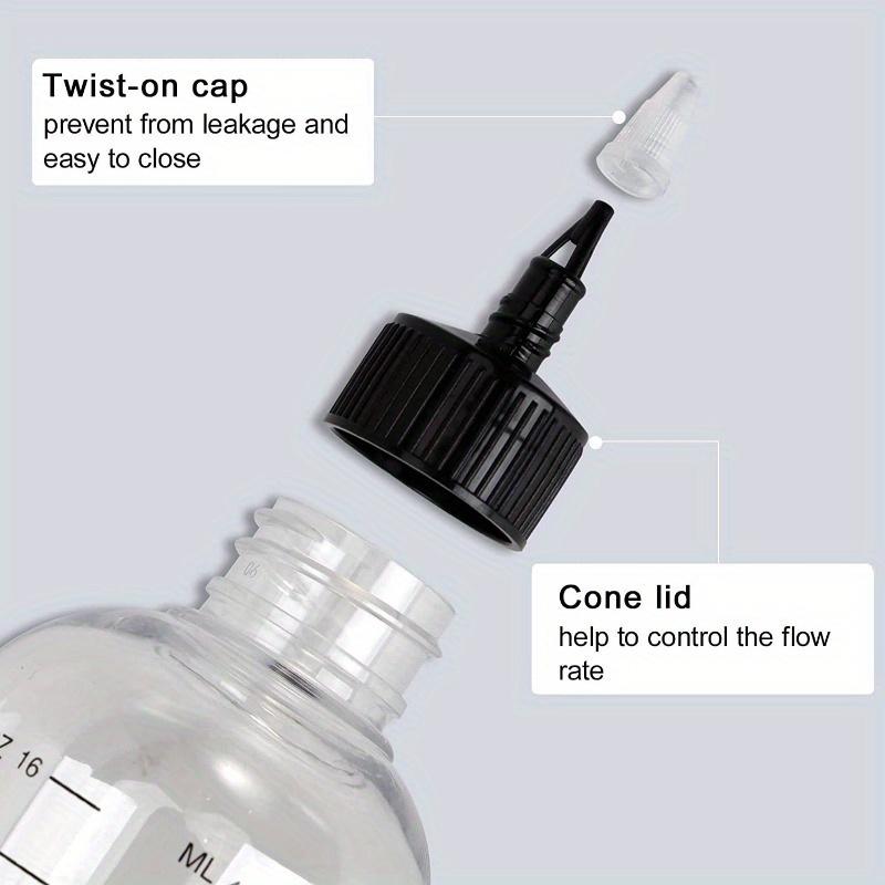 500ml Empty Hair Dye Bottle Measured Twist Top Cap Refillable Squeeze Container With Graduated Scale For Tattoo Pigment Ink.