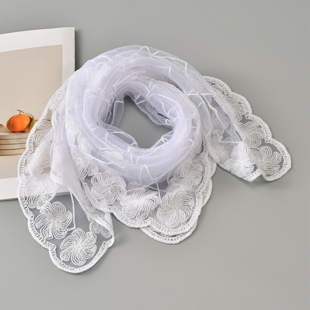 Versatile Floral Embroidery Scarf Floral Embroidery Hair Wrap Women's Headwear Accessory