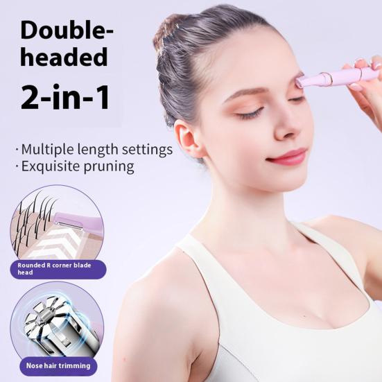 2-in-1 Electric Eyebrow Trimmer And Nose Hair Groomer for Women USB Rechargeable Facial Hair Trimmer Portable Pain-Free Precision Grooming Tool