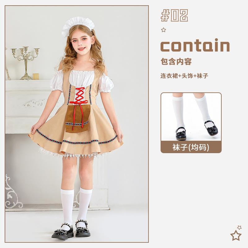 Halloween Costume Children's Clothing German Beer Festival Carnival Children's Show Clothing Pastoral Girl Maid Clothing