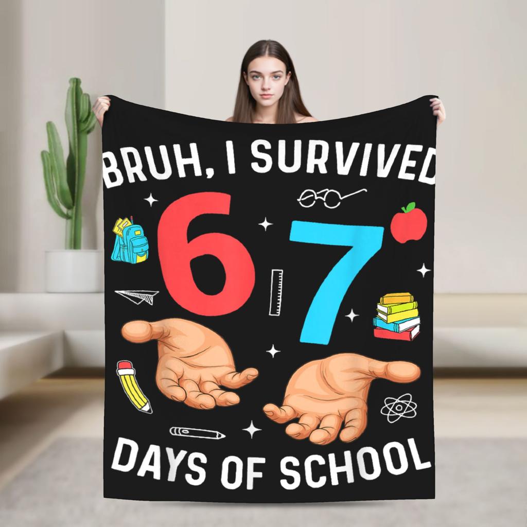 Dankbar für Sechs Sieben 6 7 Meme 67 Thanksgiving Truthahn Flanelldecken Winter Warm Weiche Überwurfdecke Schlafzimmer Bettüberwurf