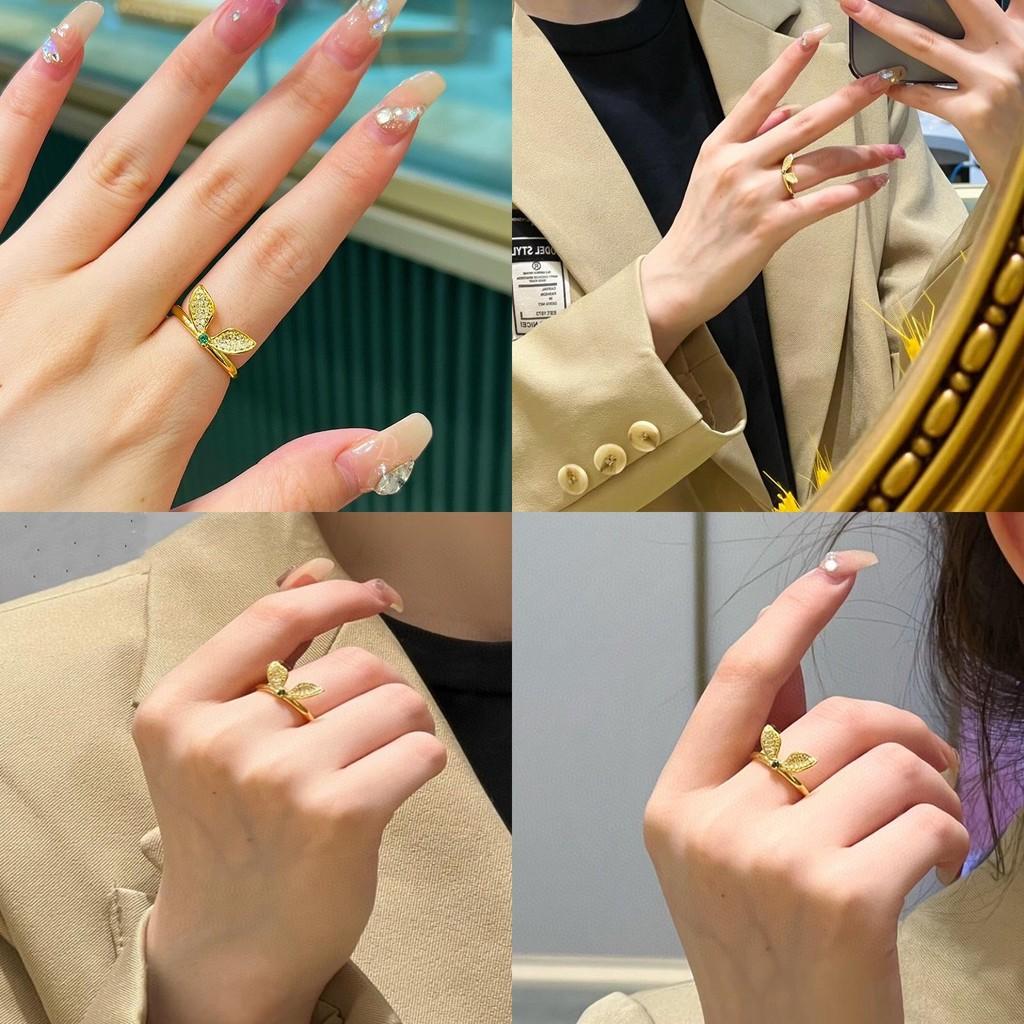 Trendy Rabbit Ear Ring Minimalist Design Beautiful Golden Finger Ring For Young Women