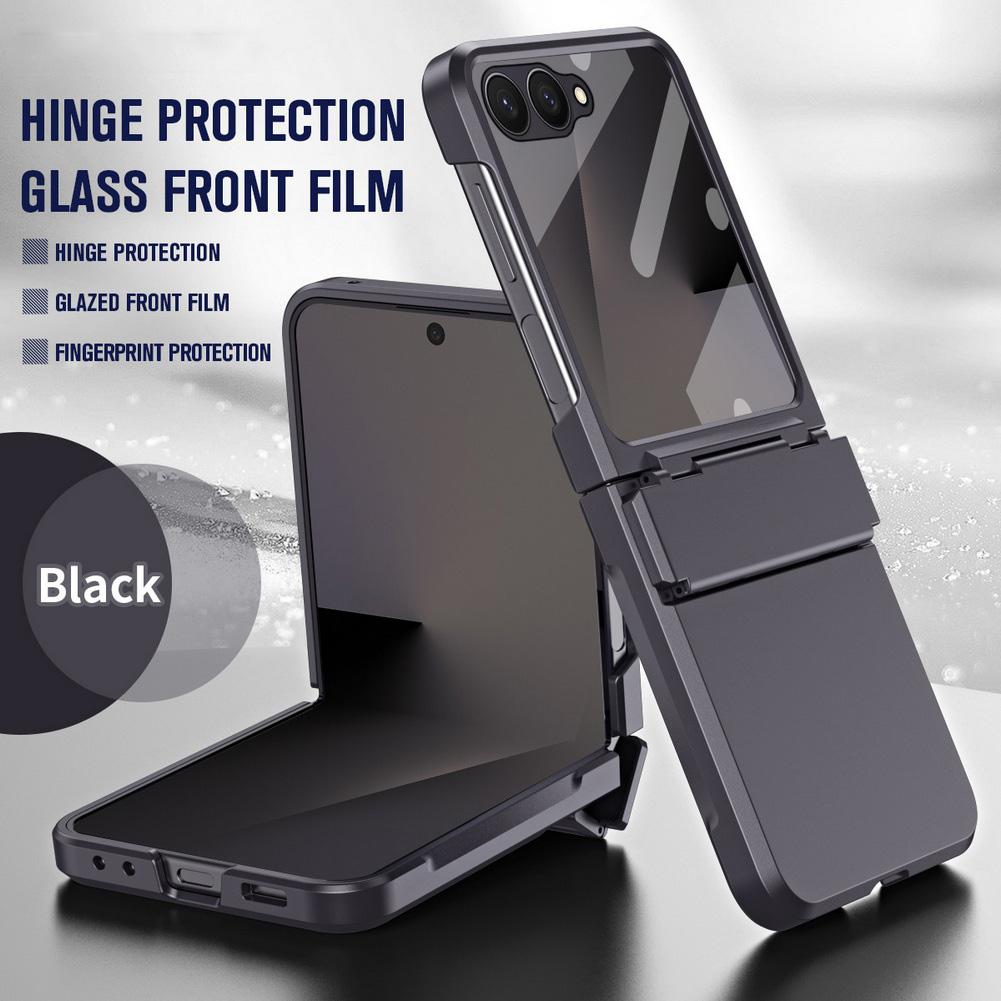 Flat Hinge with Front Glass Full Protective Cover For Samsung Z Flip 8 Flip7 FE Galaxy Z Flip 7 6 5 Slim Anti-slip Back Cover