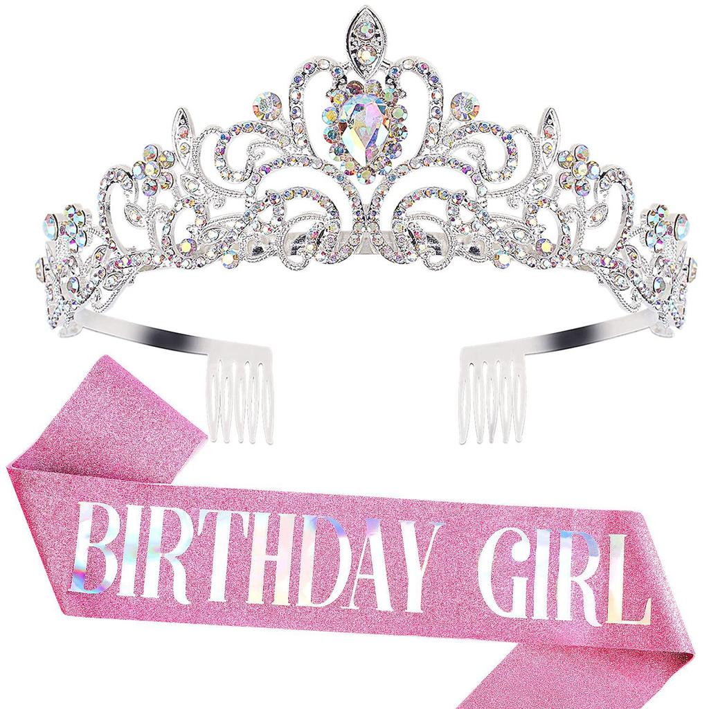 1/2set Birthday Shoulder Strap Crown Dress Up Set Birthday Queen/Girl Set Ceremony Shoulder Strap Party Decoration Supplies