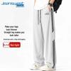 Jeanswest Men's Casual Loose Fit Wide Leg Straight Pants