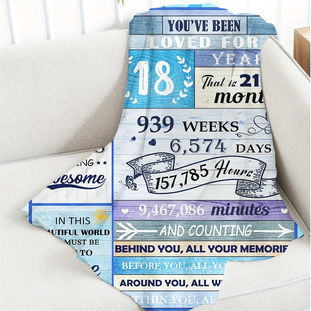 Soft Warm Blue Flannel Blanket - 18th Birthday Gift | Cozy Nap Throw for Sofa/Bed | Ideal Birthday Present