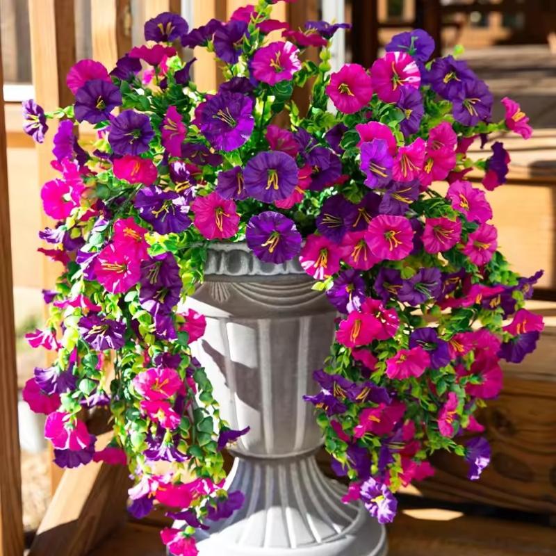 Artificial Morning Glory & Eucalyptus Nonfading Rattan Hanging Wall Door Decoration Fake 75cm Plants Garden Party Decoration