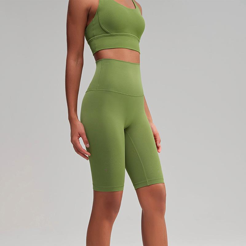 Damen Sommer Schnelltrocknende High-Waist Yoga Radshorts