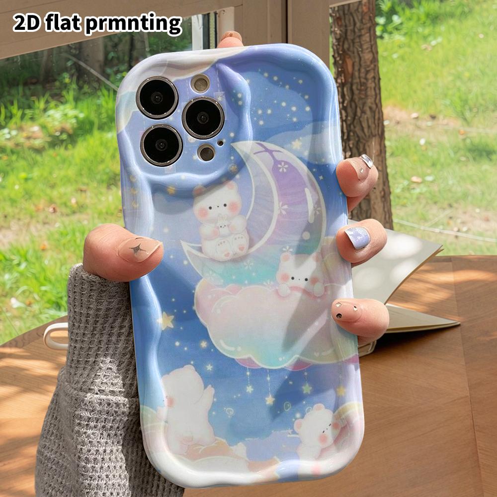 Phone Case: 2D Flat Design, Suitable for iPhone 18 17 16 15 14 13 12 Pro Protective Case, Phone Decoration, Little White Bear On the Moon, Halloween a