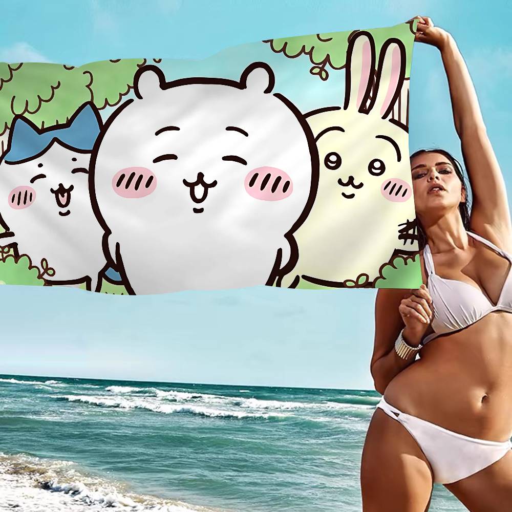 Cute Japanese C-Chiika-waE Usagi Microfiber Beach Towel Absorbent Quick Dry Soft Yoga Swimming Resort Mountain Climbing Towel