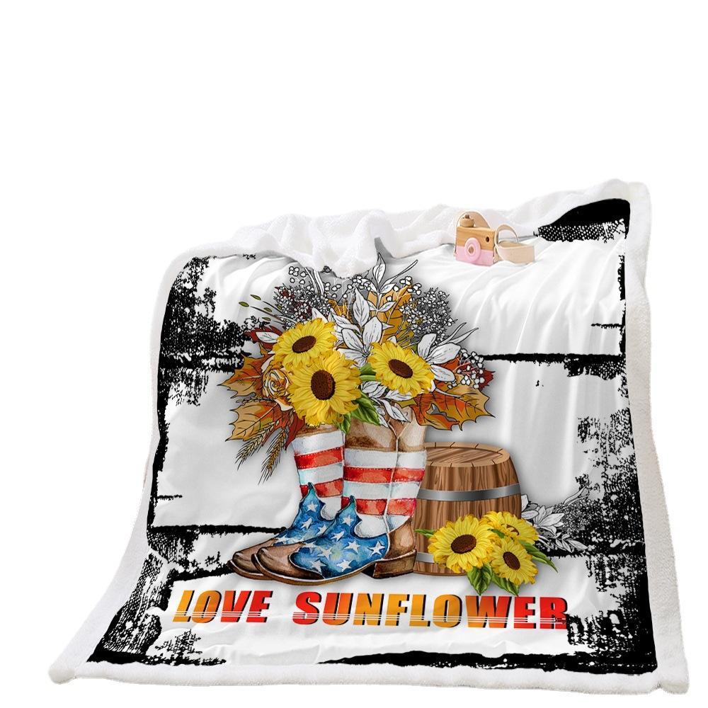 Sunflower 2D Digital Printed Lamb Fleece Blanket Thickened Crystal Fleece Blanket